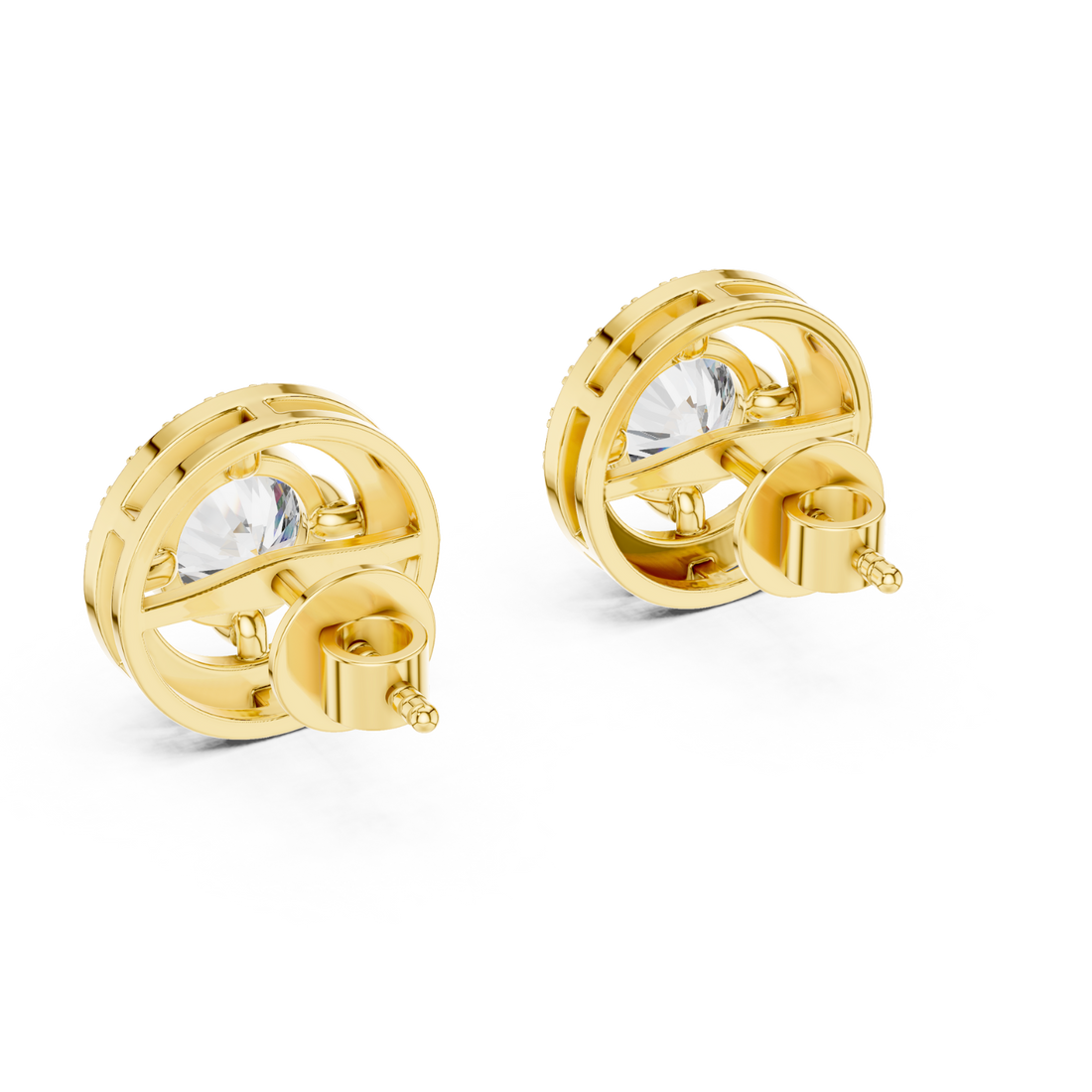 Halo Round-Cut Diamond Stud Earrings