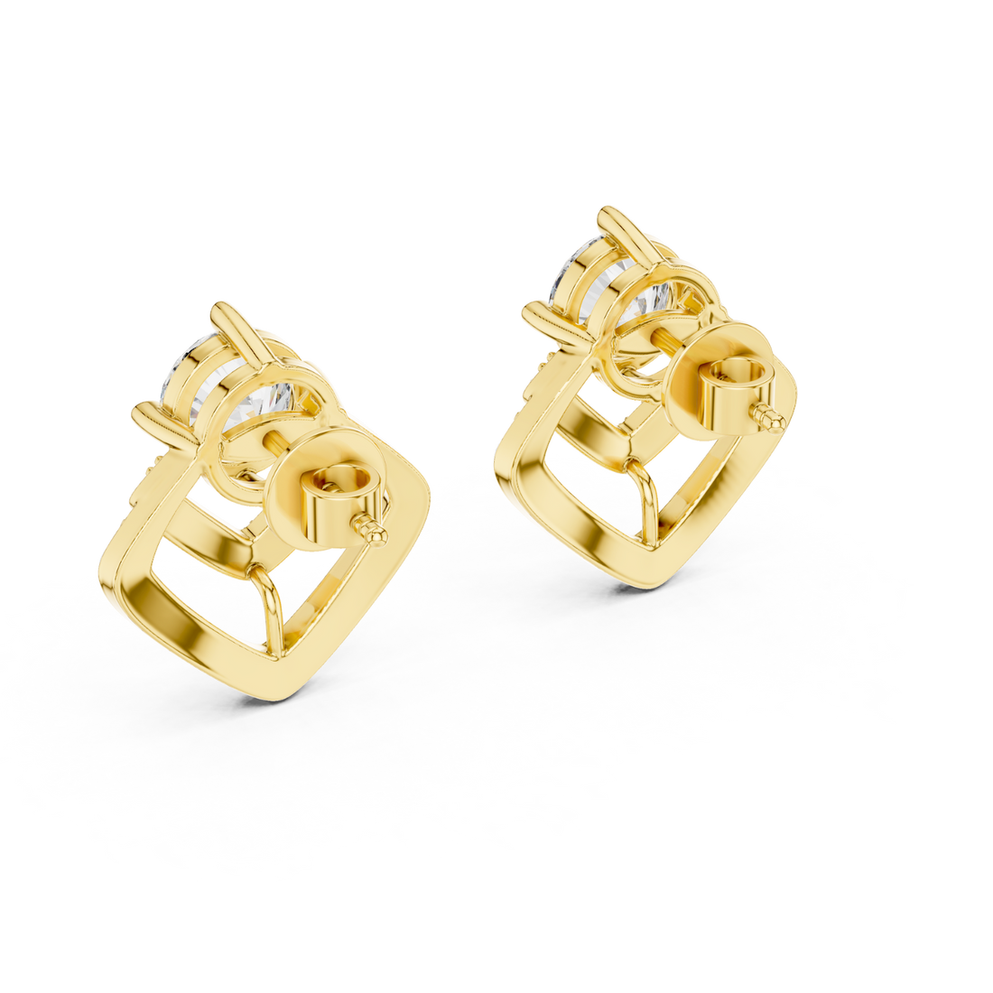Radiant Halo Bridge Diamond Stud Earrings