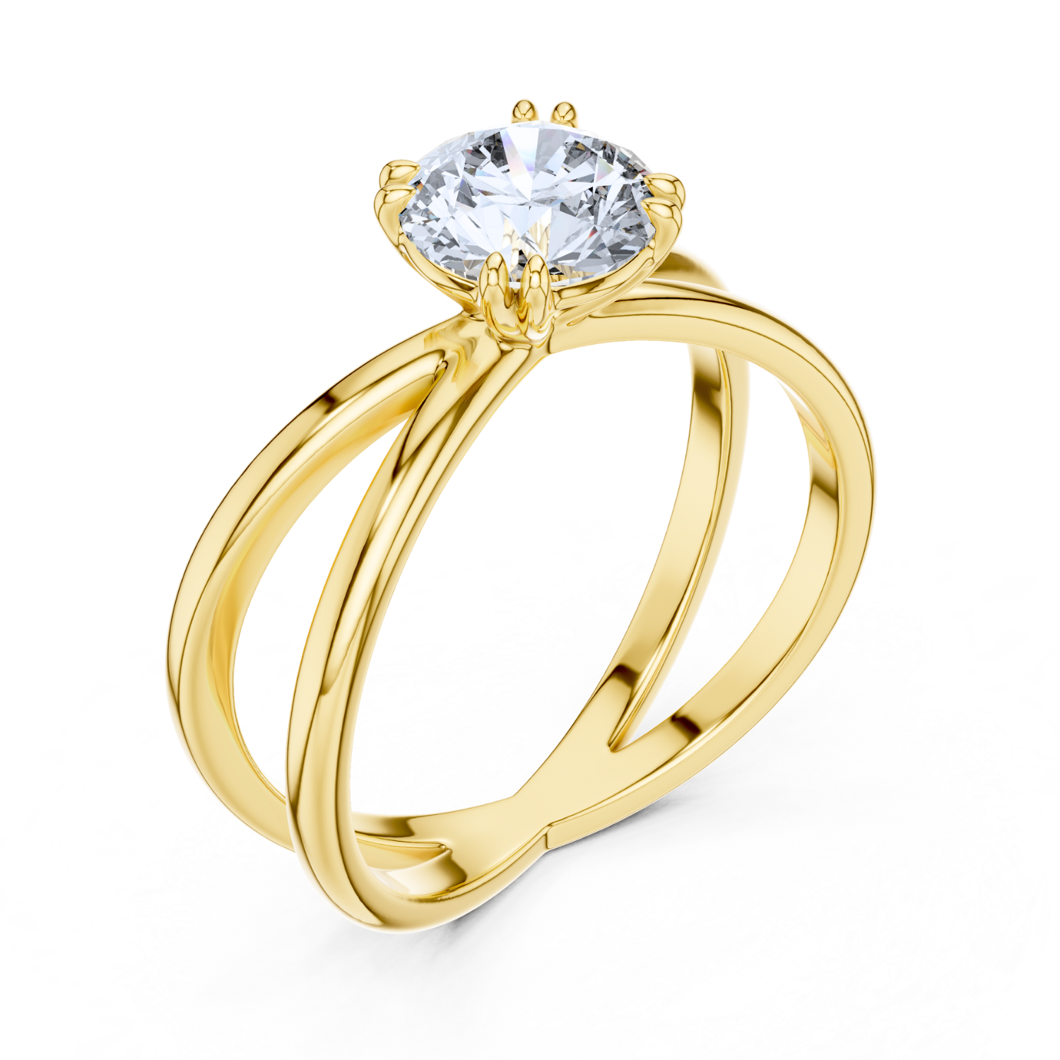 Crisscross Band Solitaire Ring
