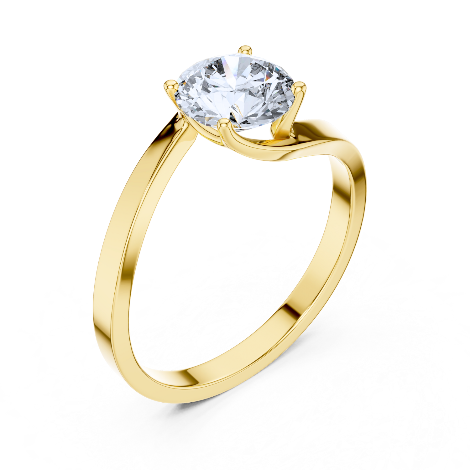 Asymmetrical Twist Solitaire Ring