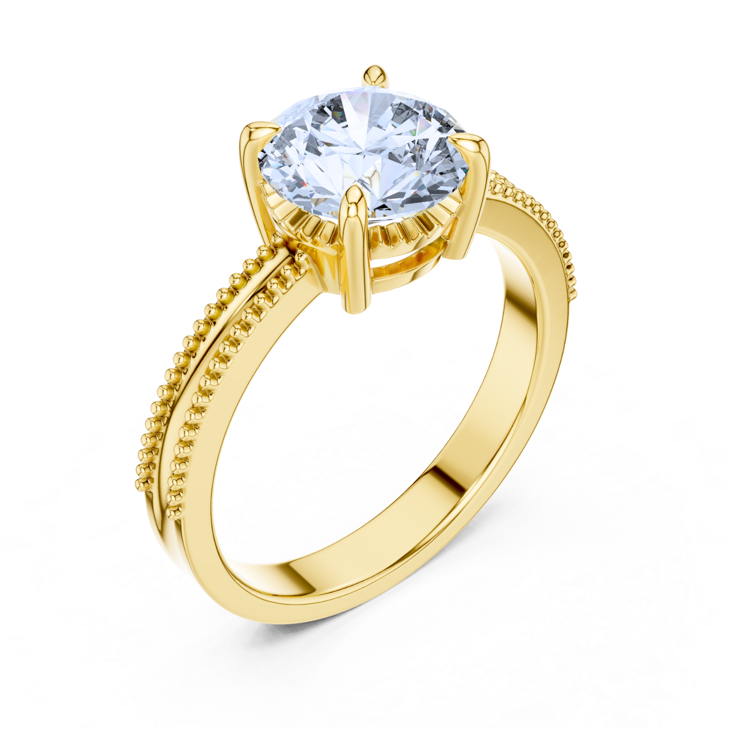 Milgrain Solitaire Diamond Ring