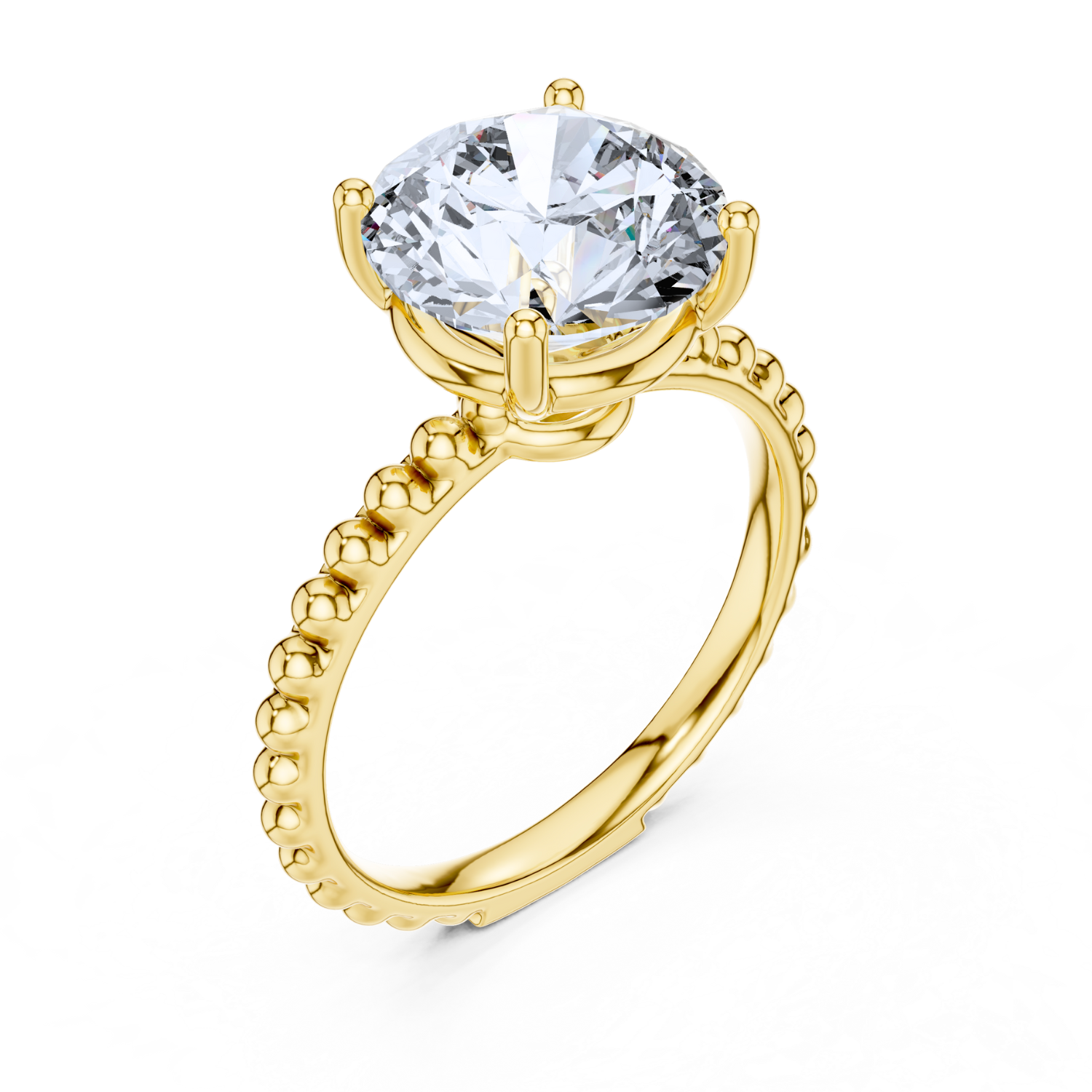 Beaded Classic Solitaire Ring