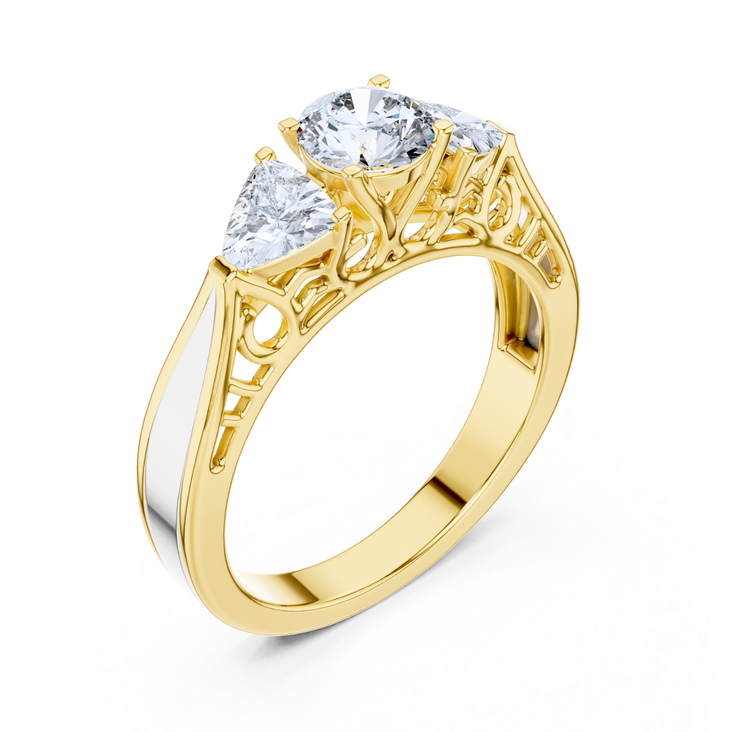 Vintage Filigree Three-Stone Ring