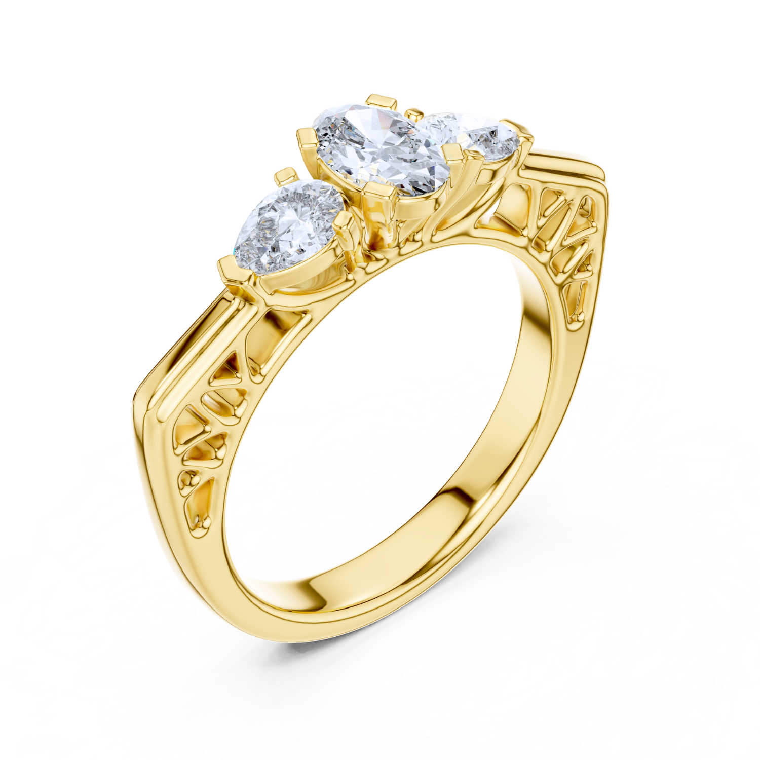 Elysia Three-Stone Oval Ring