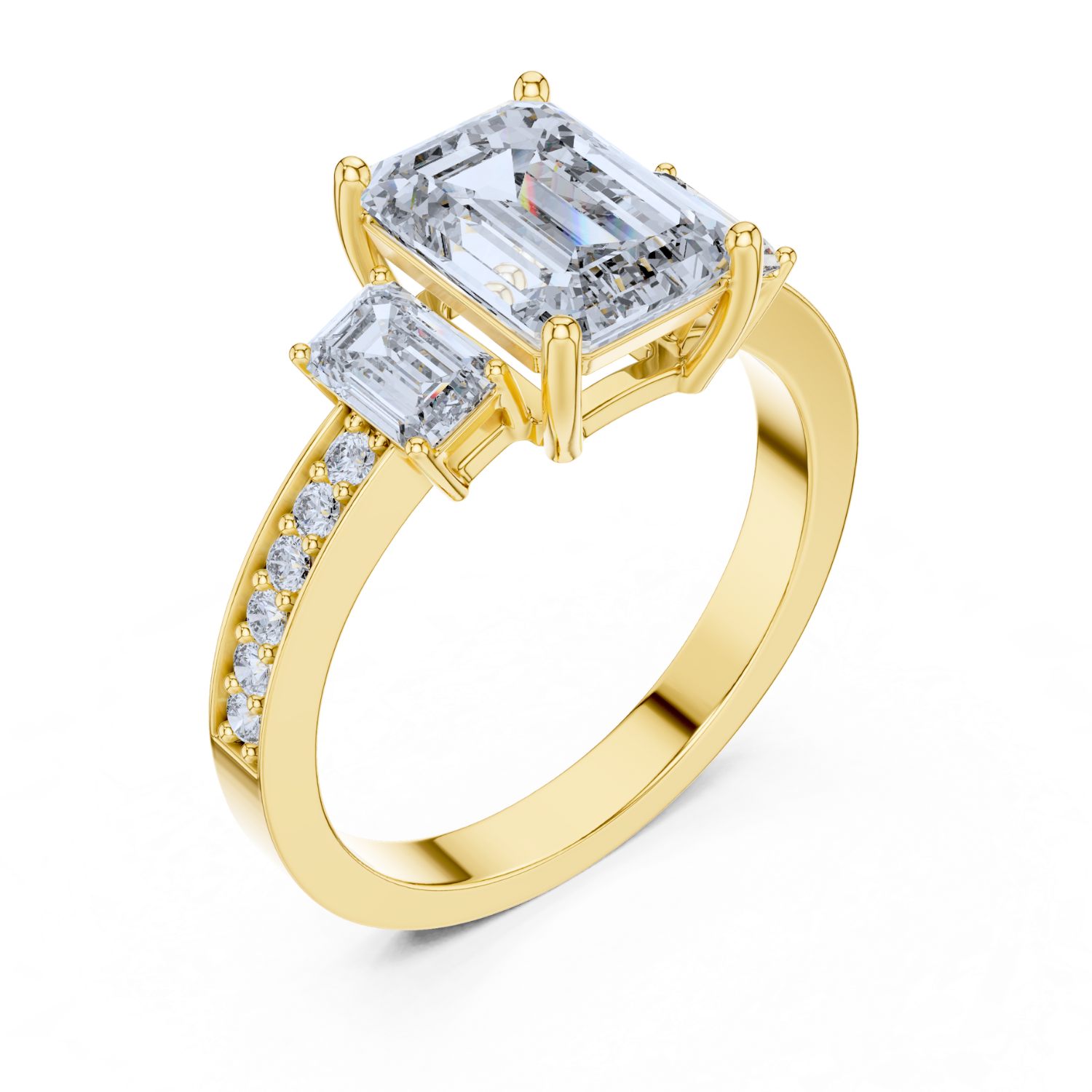 Emerald-Cut Dual Stone Ring