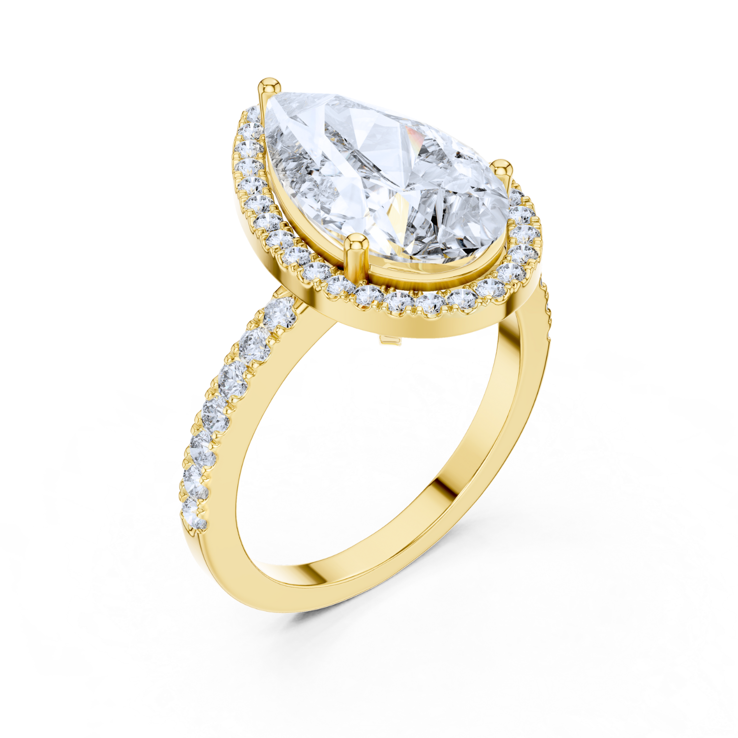 Pear-Cut Diamond Halo Ring