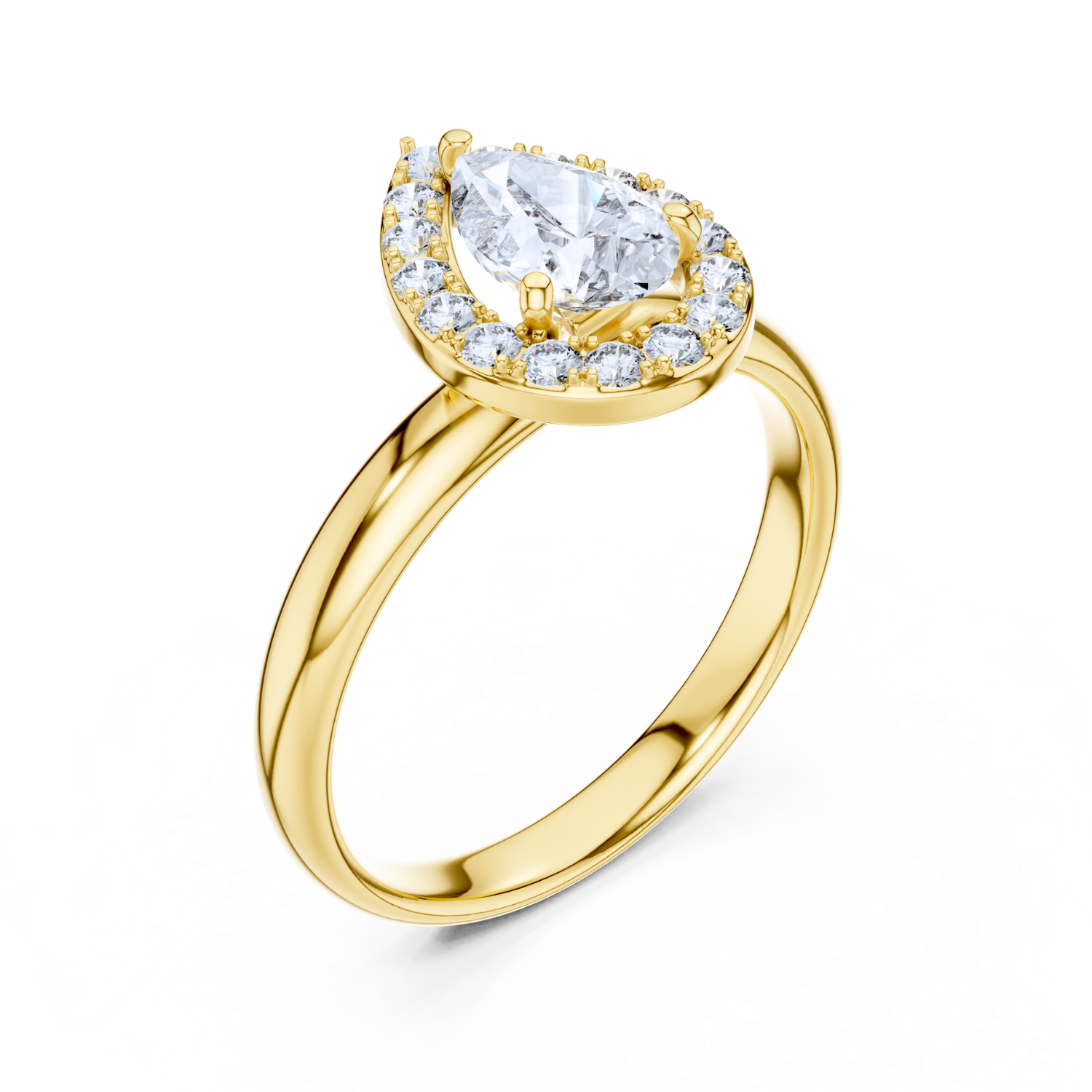 Floating Halo Pear-Cut Ring