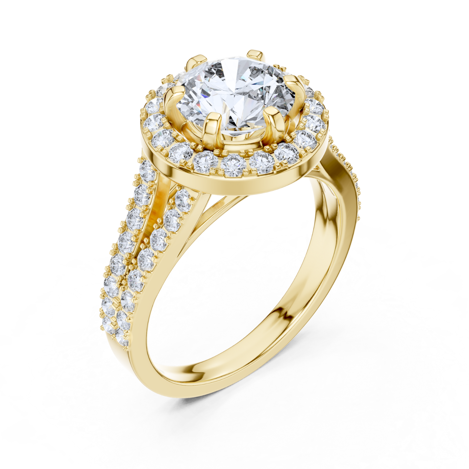 Cathedral Halo Round-Cut Ring