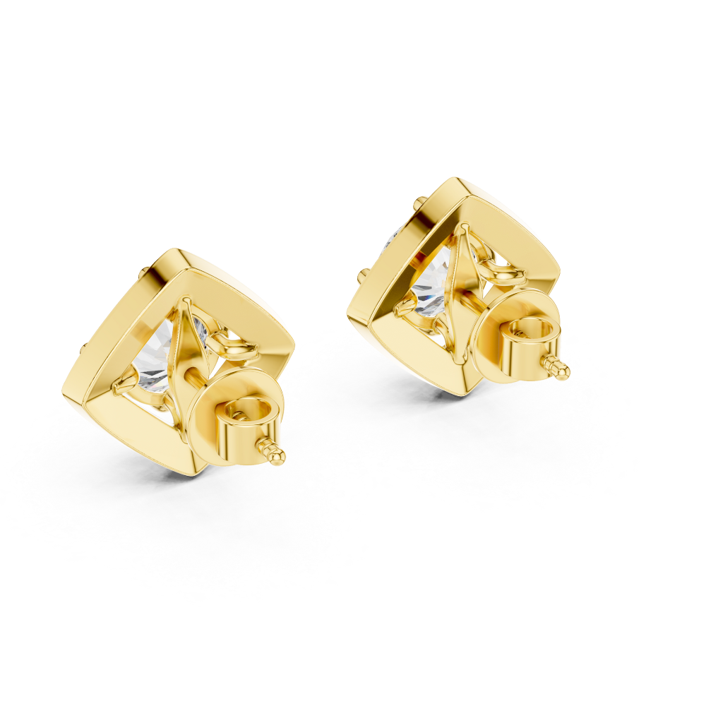 Cushion Halo Diamond Stud Earrings