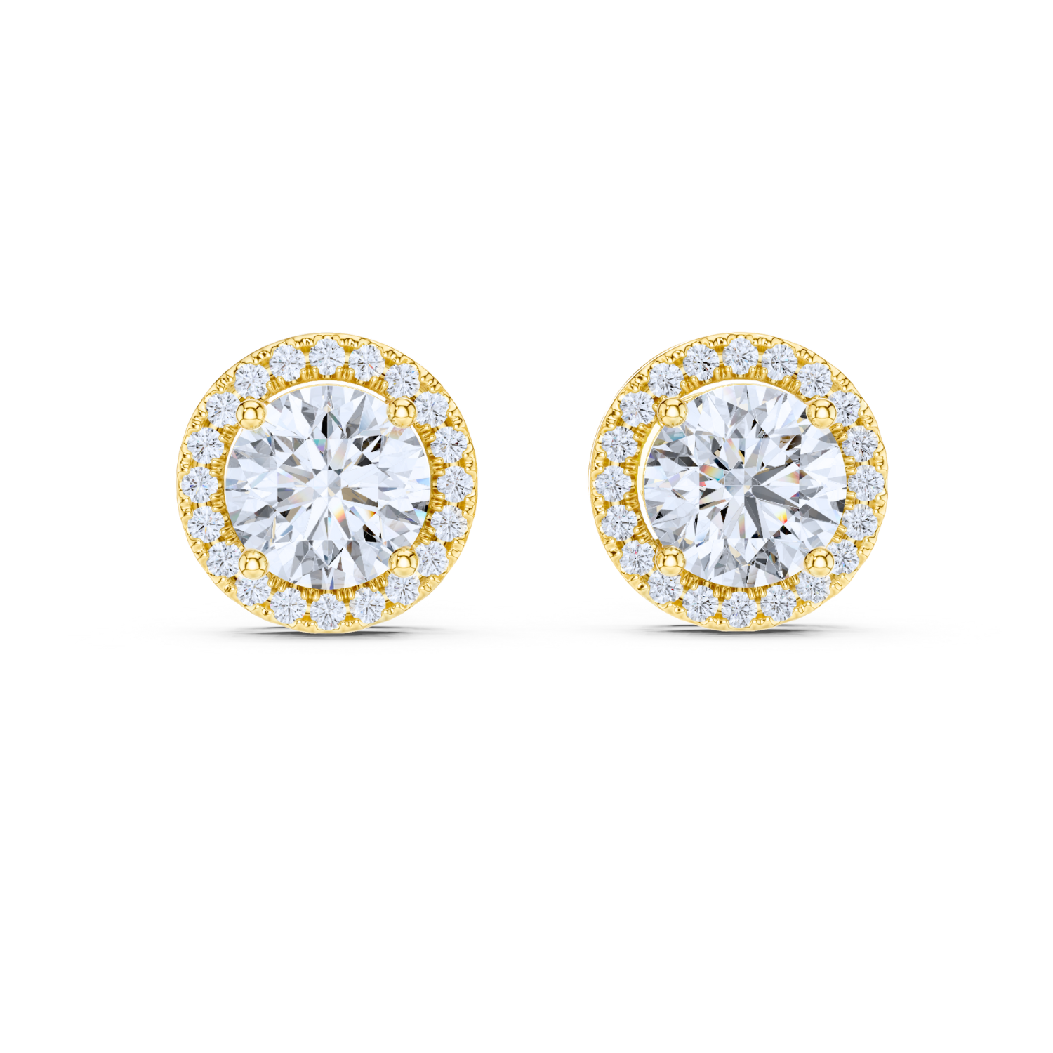 Classic Round Halo Diamond Stud Earrings