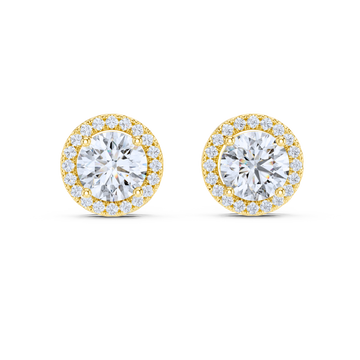 Classic Round Halo Diamond Stud Earrings