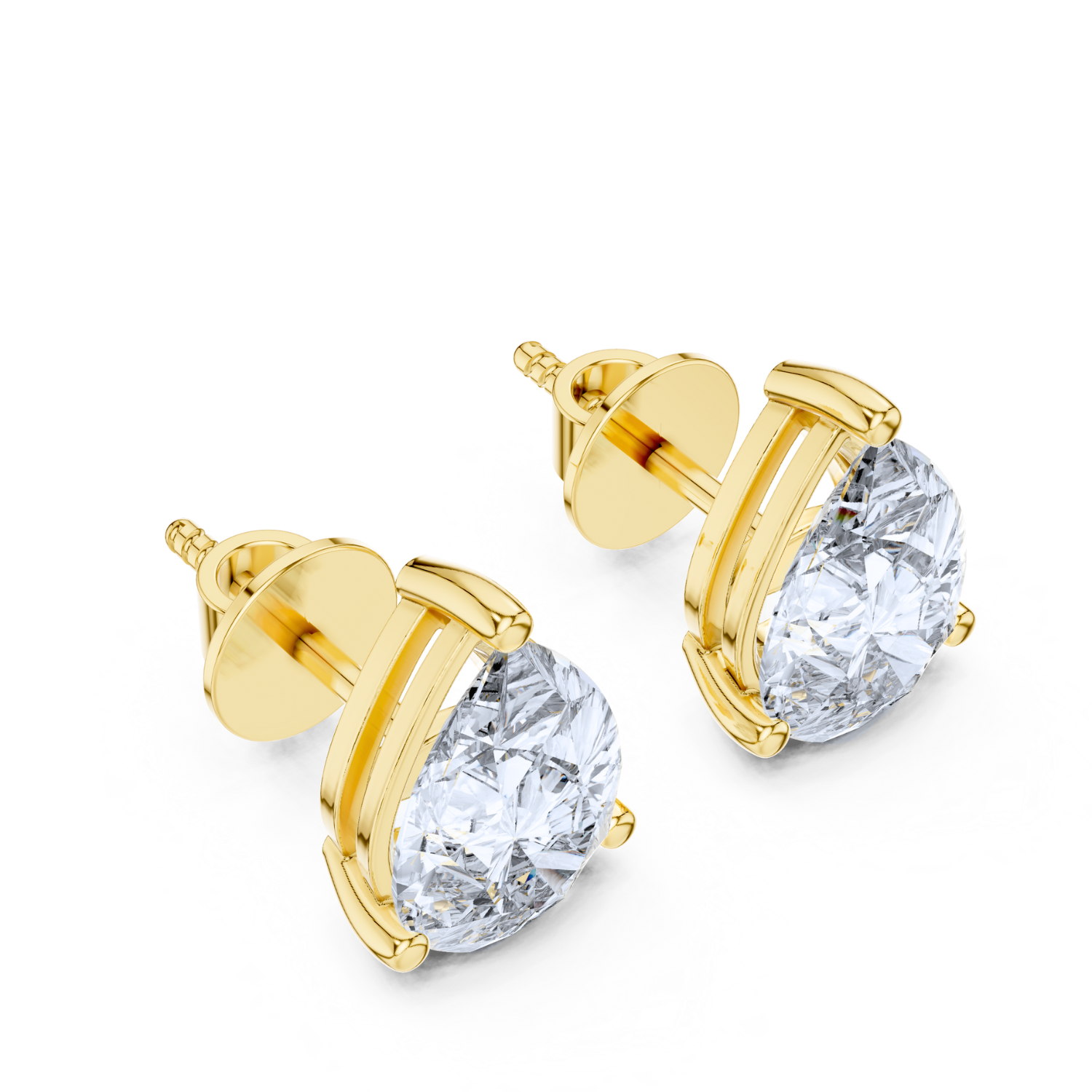 Pear-Shaped Diamond Stud Earrings