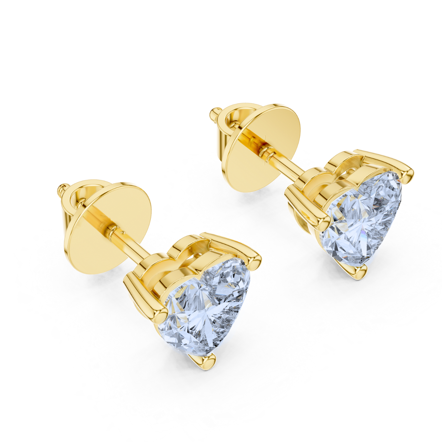 Heart-Cut Diamond Stud Earrings