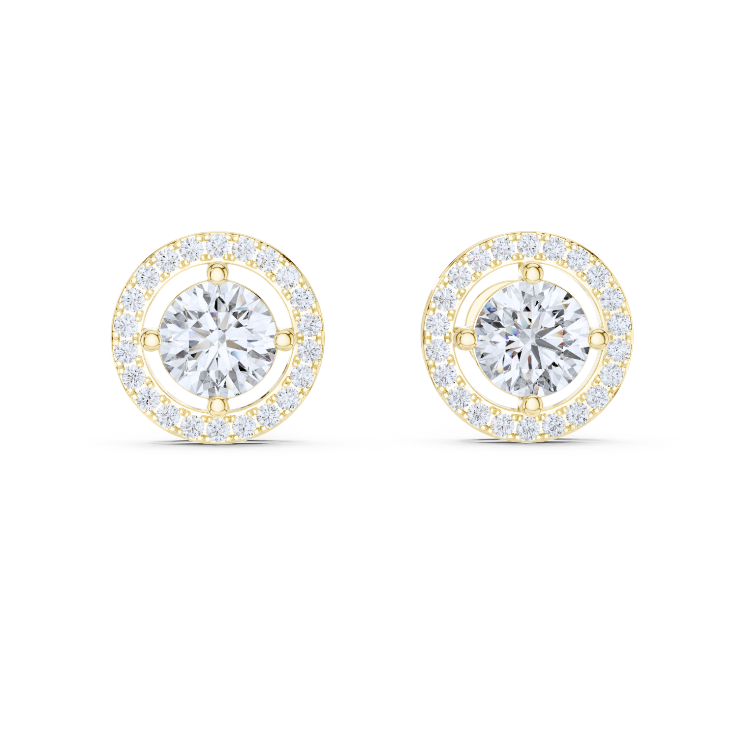 Halo Round-Cut Diamond Stud Earrings