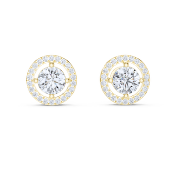 Halo Round-Cut Diamond Stud Earrings