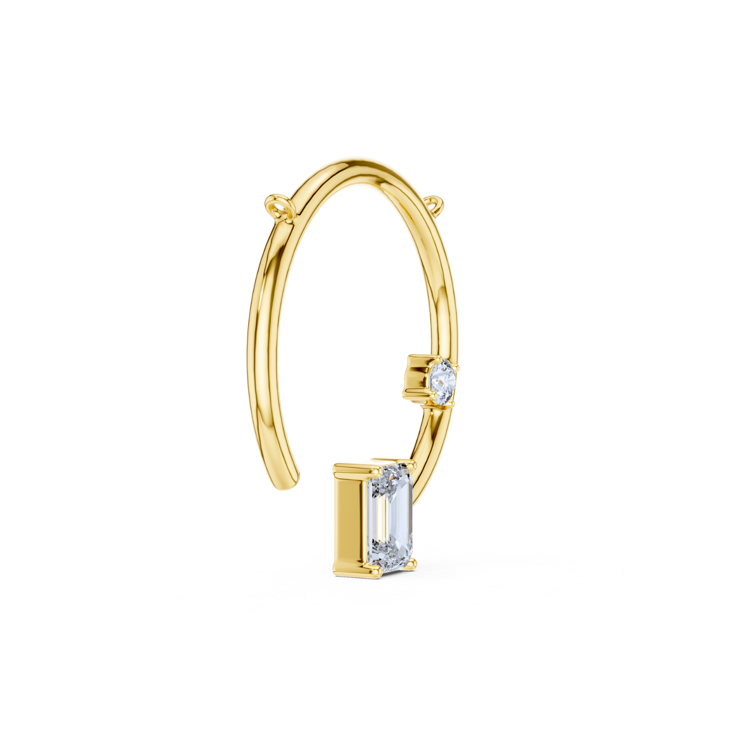Open Circle Baguette Diamond Pendant