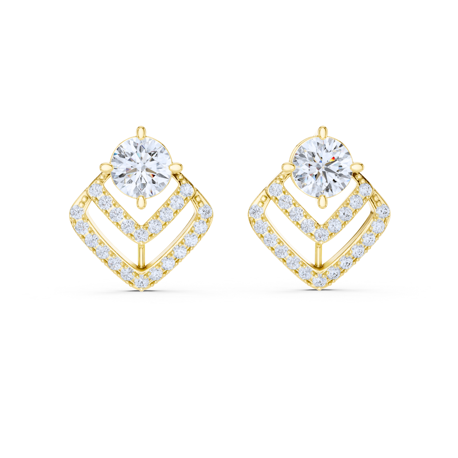 Radiant Halo Bridge Diamond Stud Earrings