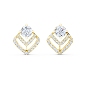 Radiant Halo Bridge Diamond Stud Earrings