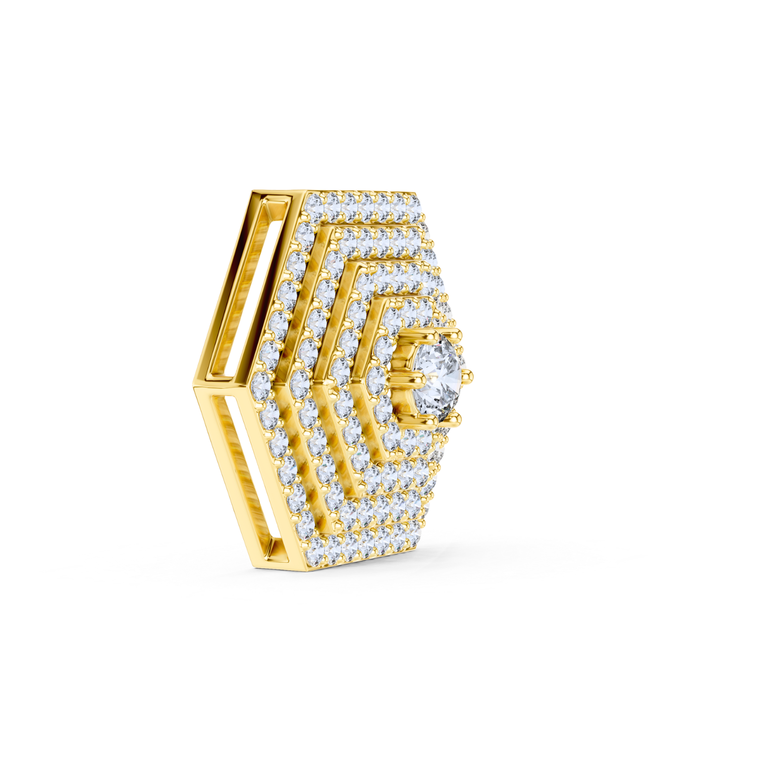 Hexagonal Pave Diamond Pendant