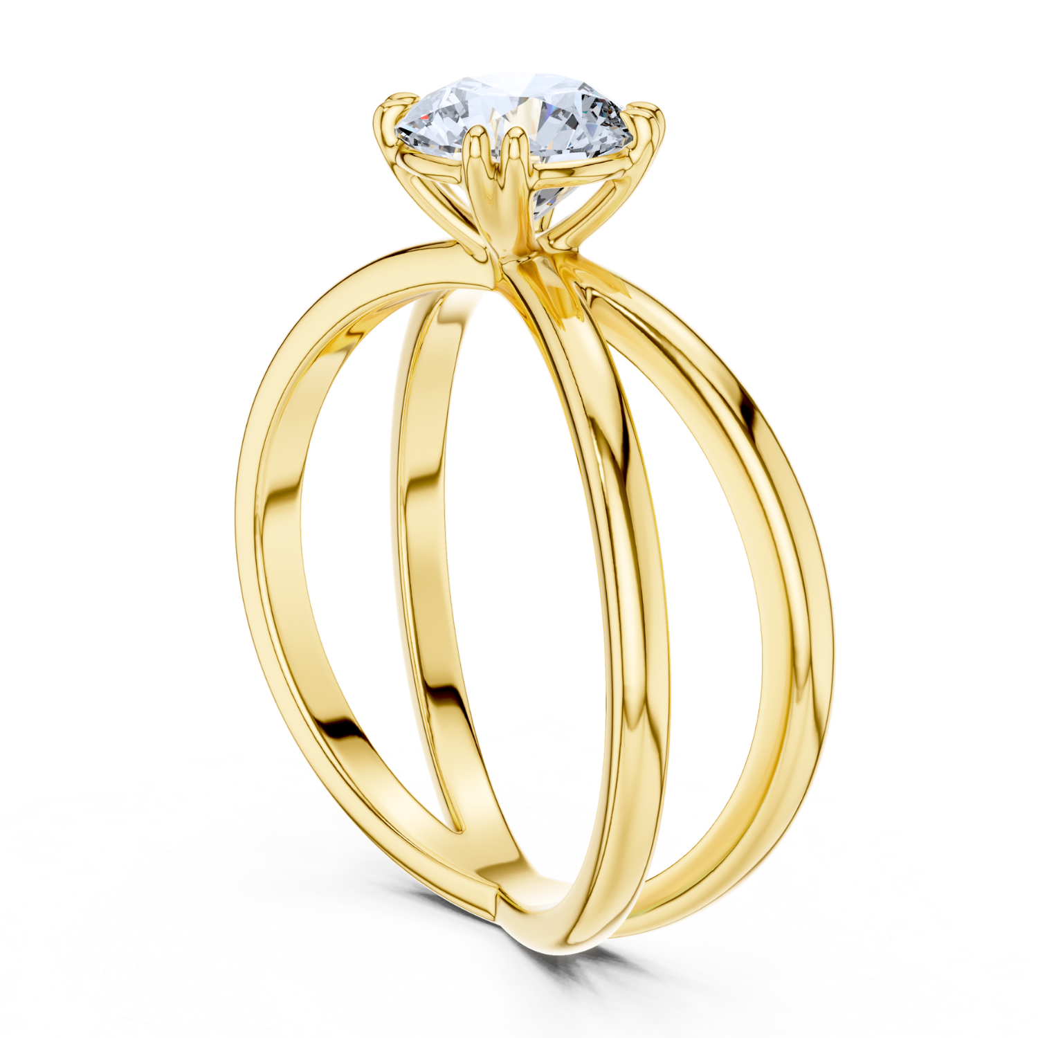 Crisscross Band Solitaire Ring