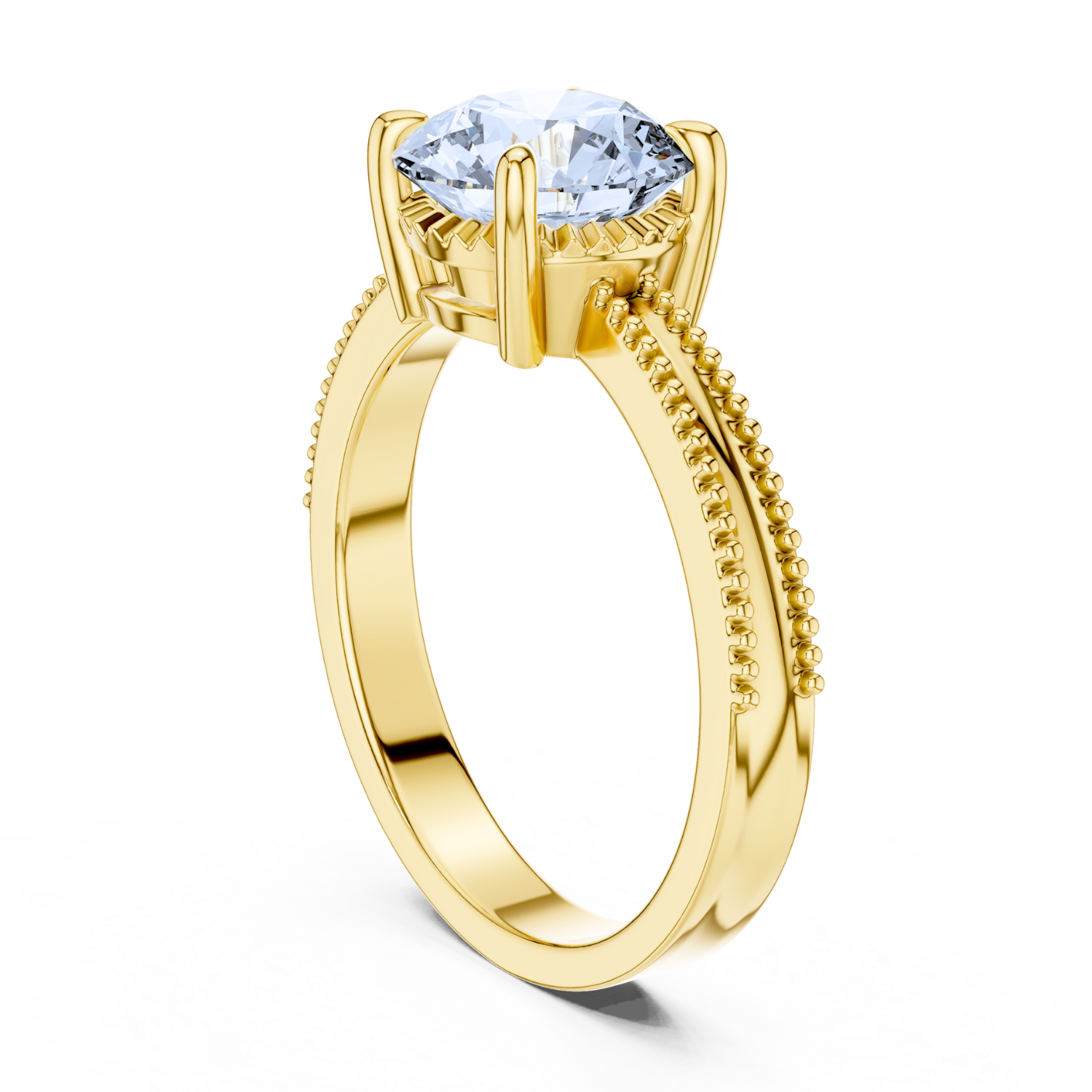 Milgrain Solitaire Diamond Ring