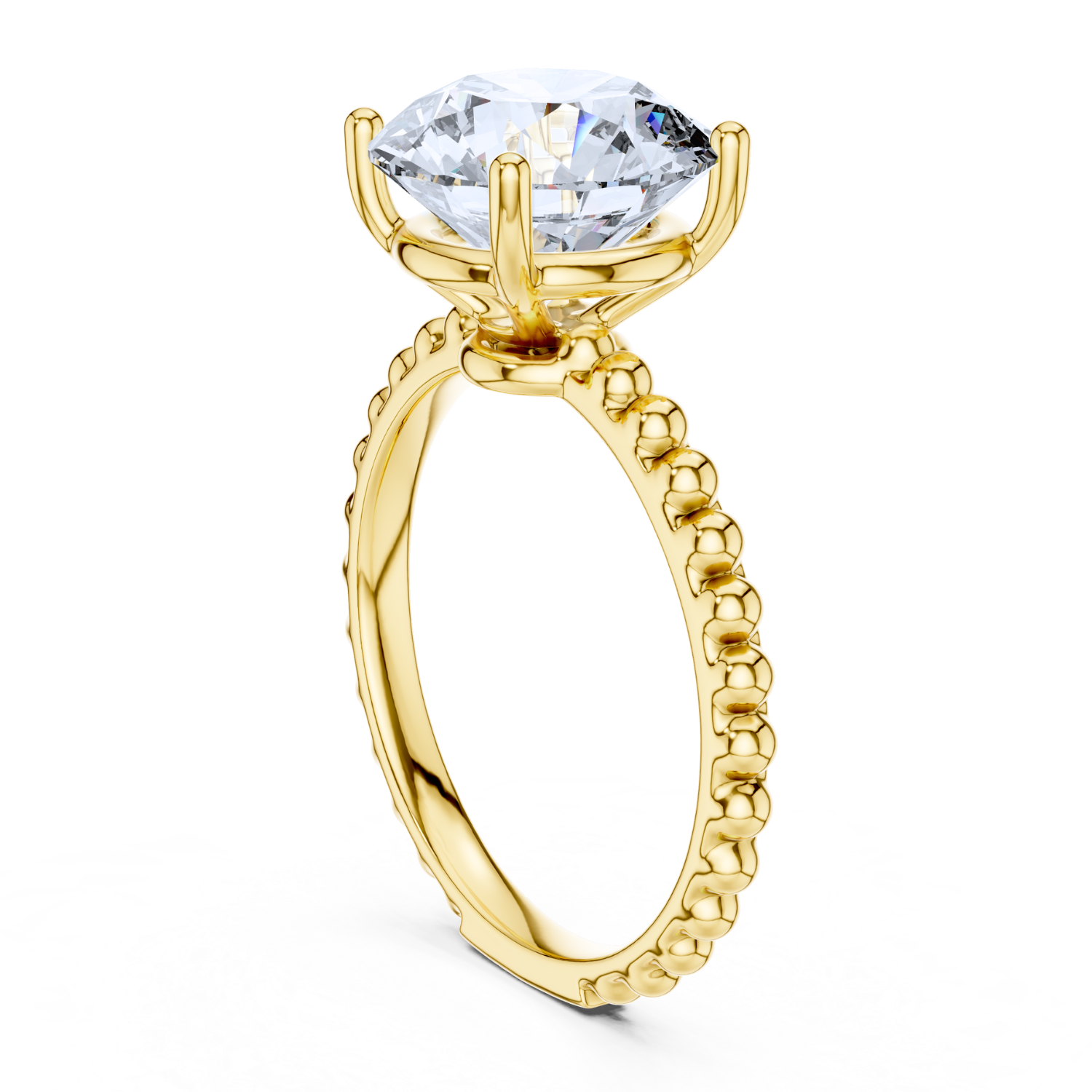 Beaded Classic Solitaire Ring