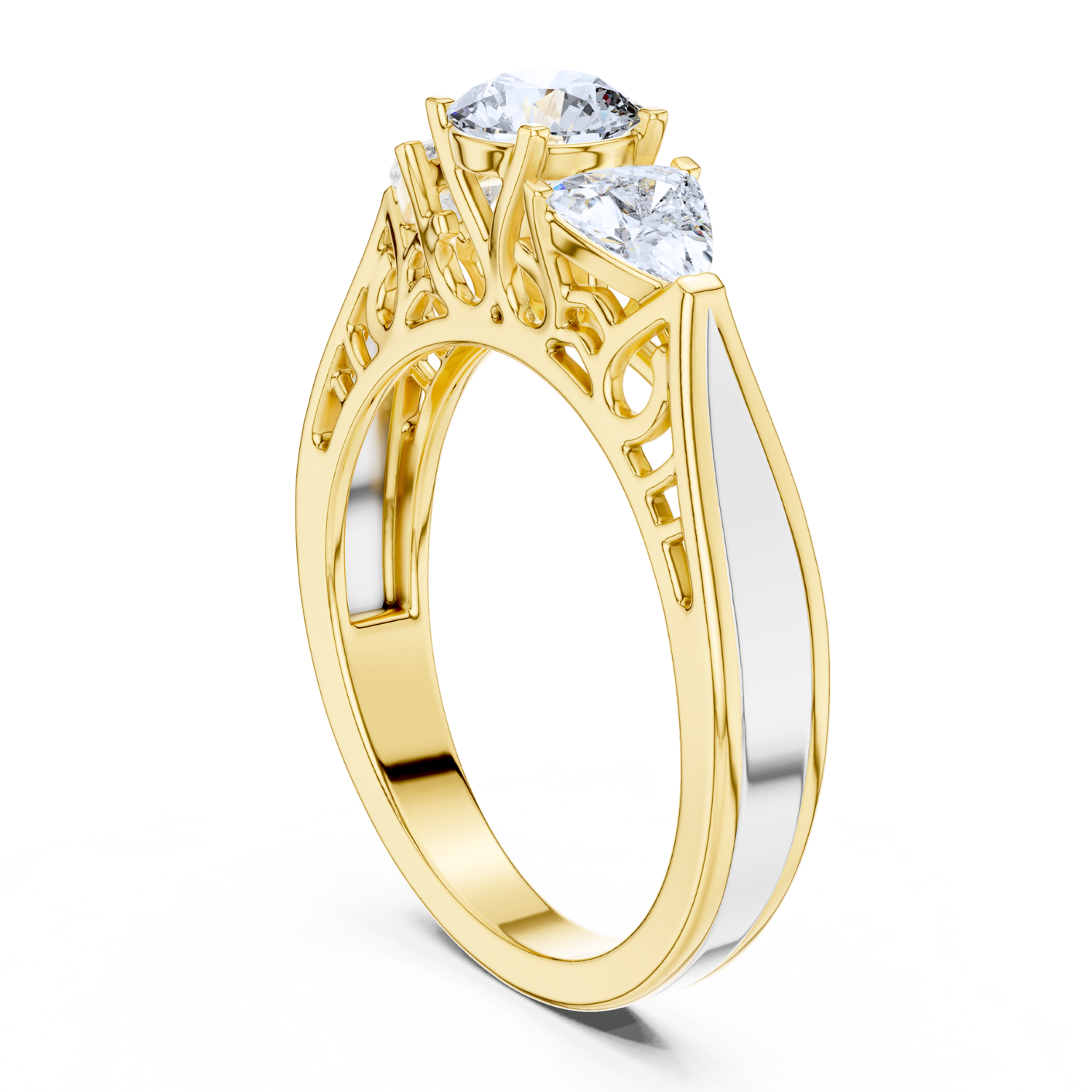 Vintage Filigree Three-Stone Ring