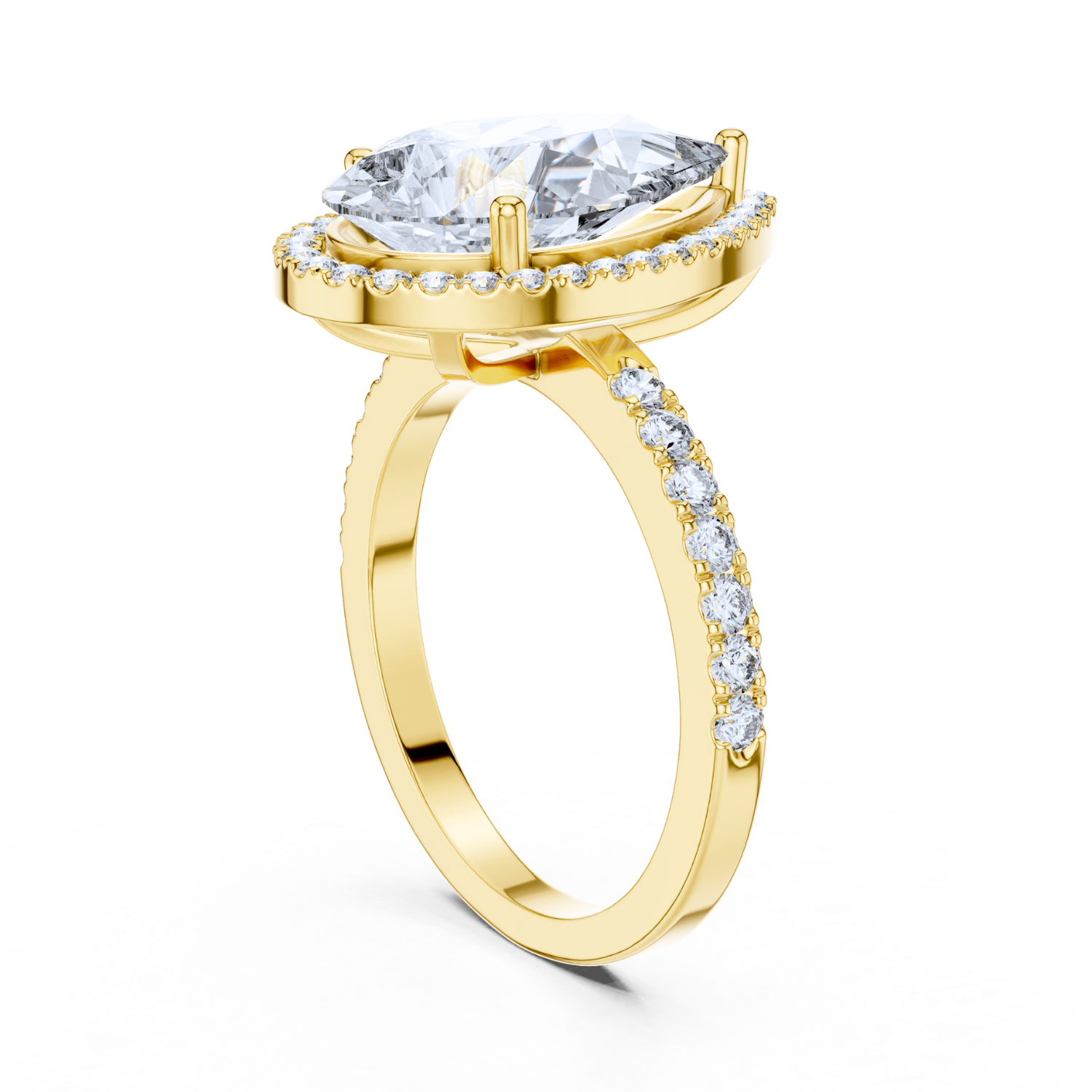 Pear-Cut Diamond Halo Ring