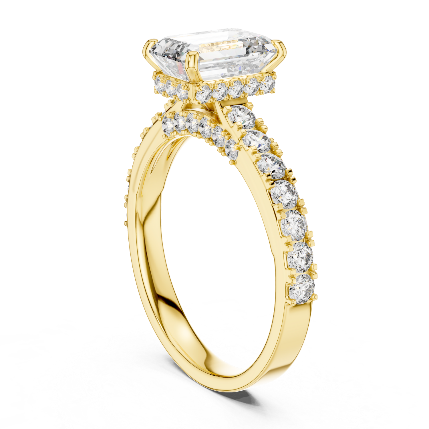 Emerald-Cut Diamond Pave Ring