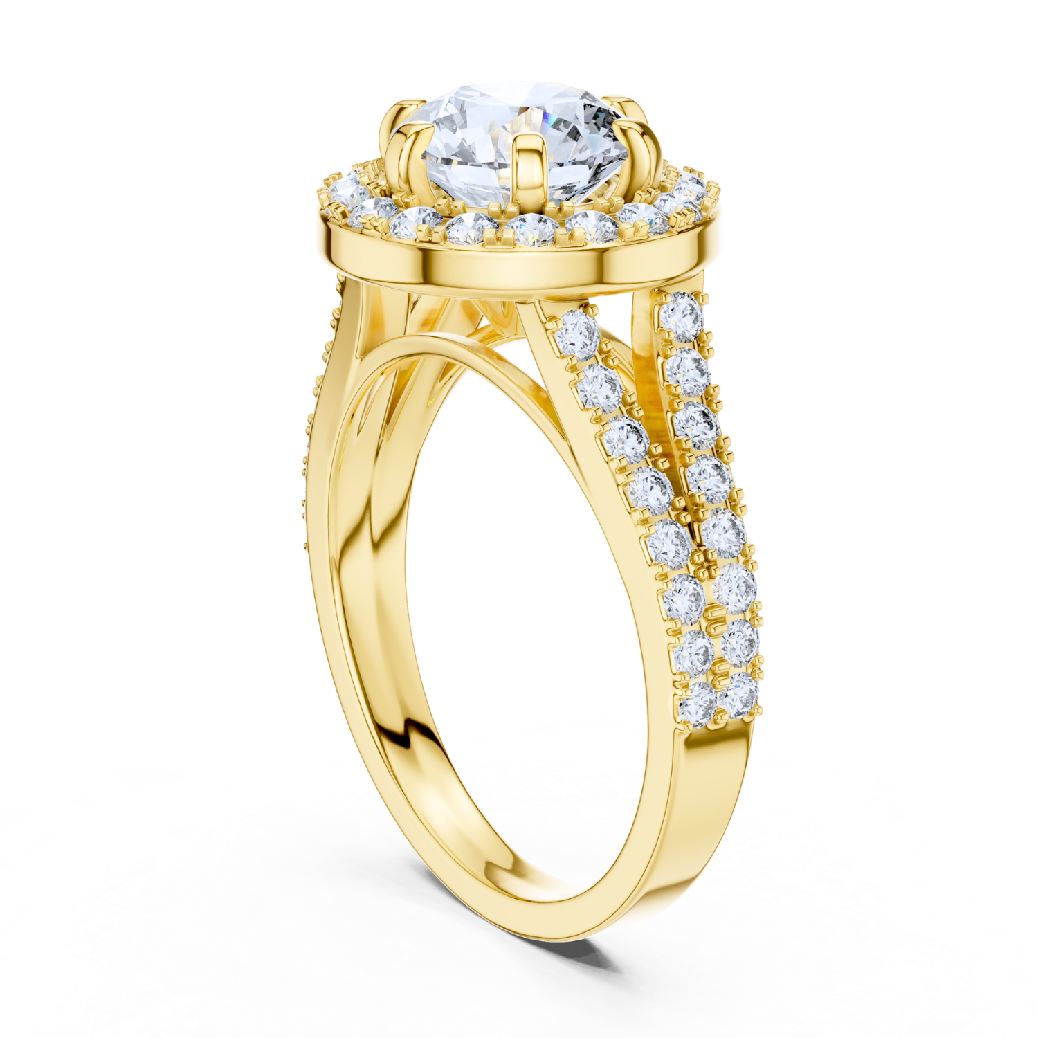 Cathedral Halo Round-Cut Ring
