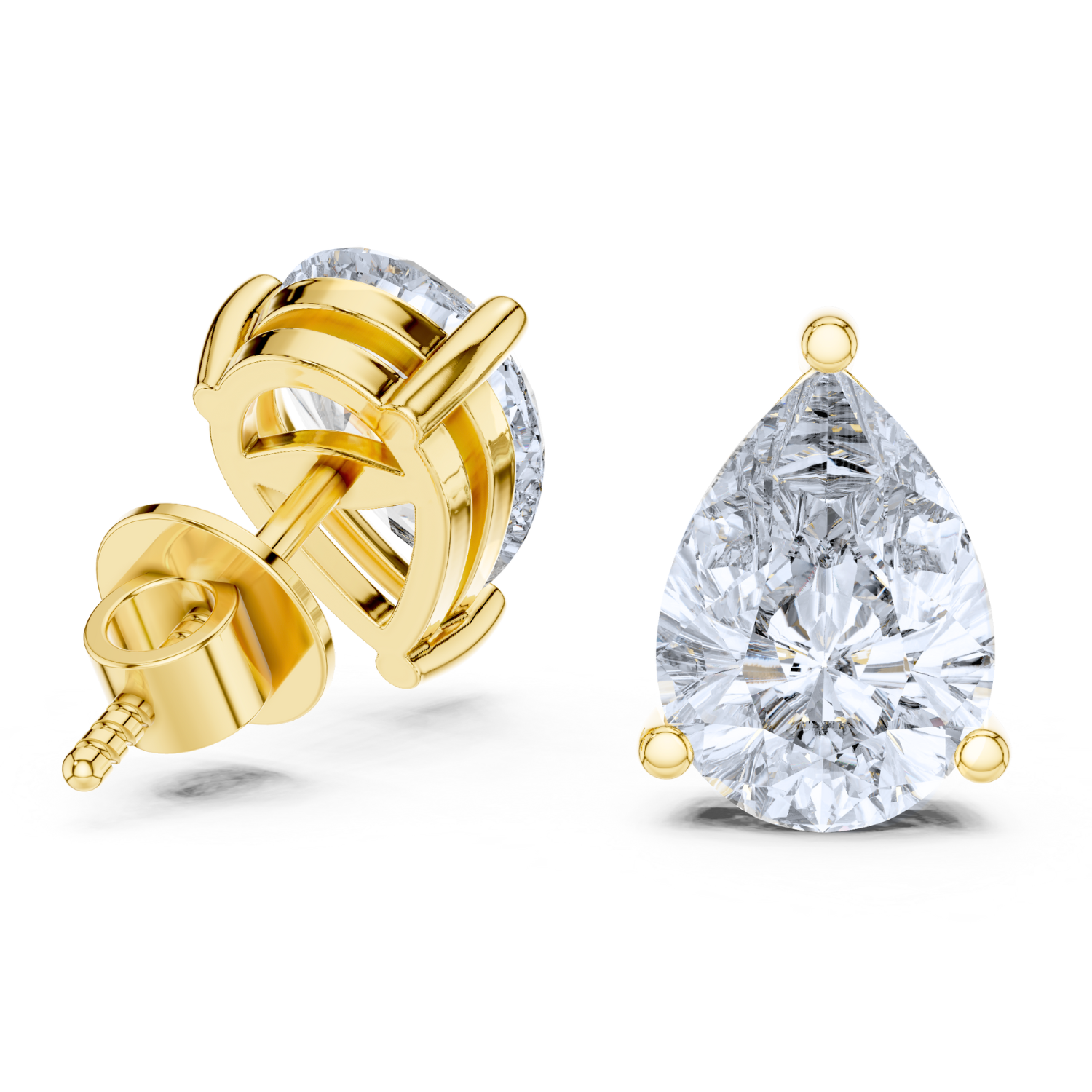 Pear-Shaped Diamond Stud Earrings