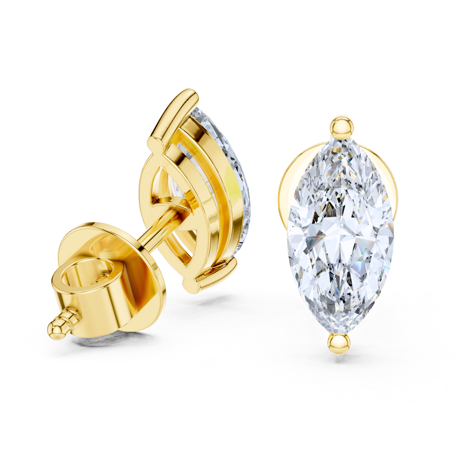 Marquise-Cut Diamond Stud Earrings