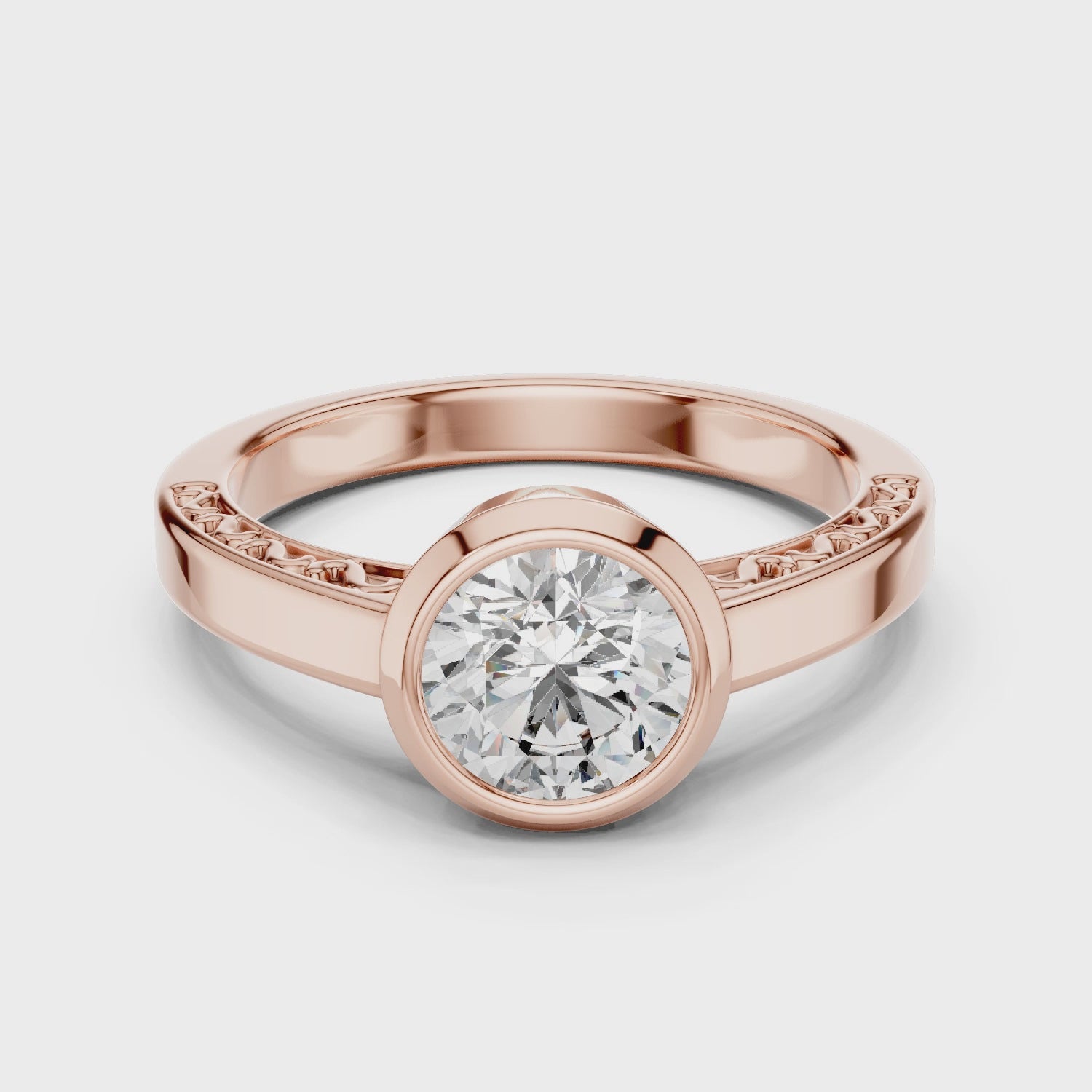 Bezel-Set Diamond  with Filigree Detailing