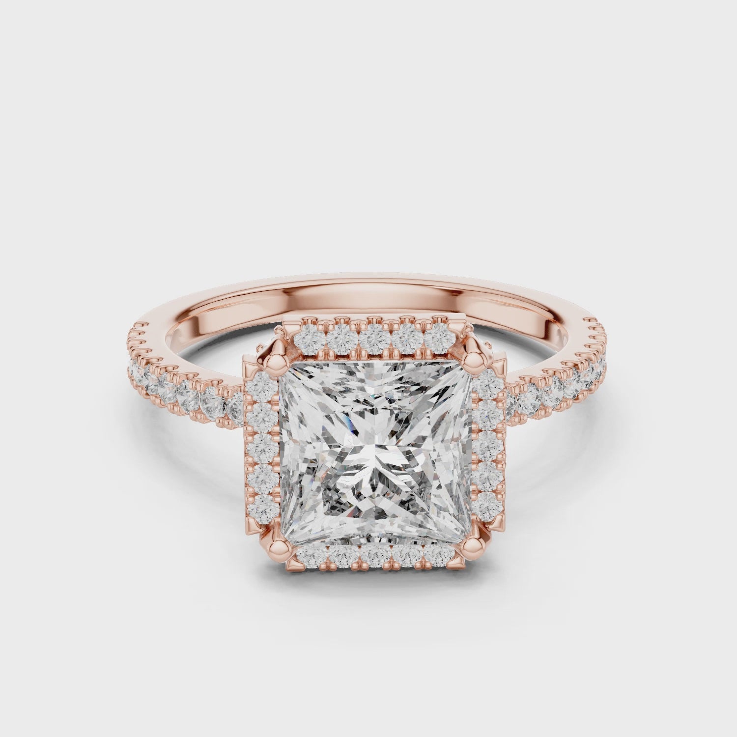 Royal Radiance Princess-Cut Halo Diamond Ring