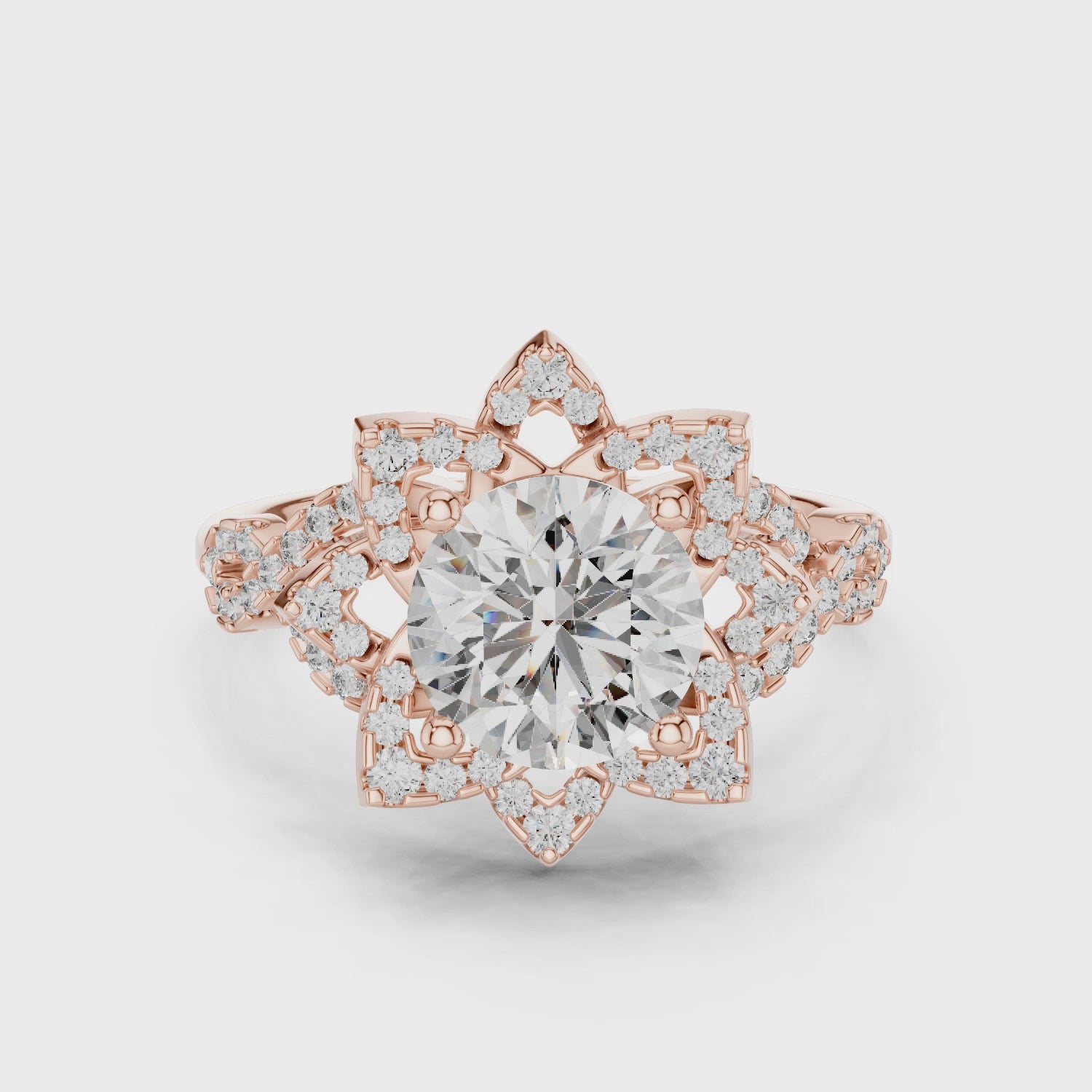 Floral Halo Round Diamond Ring