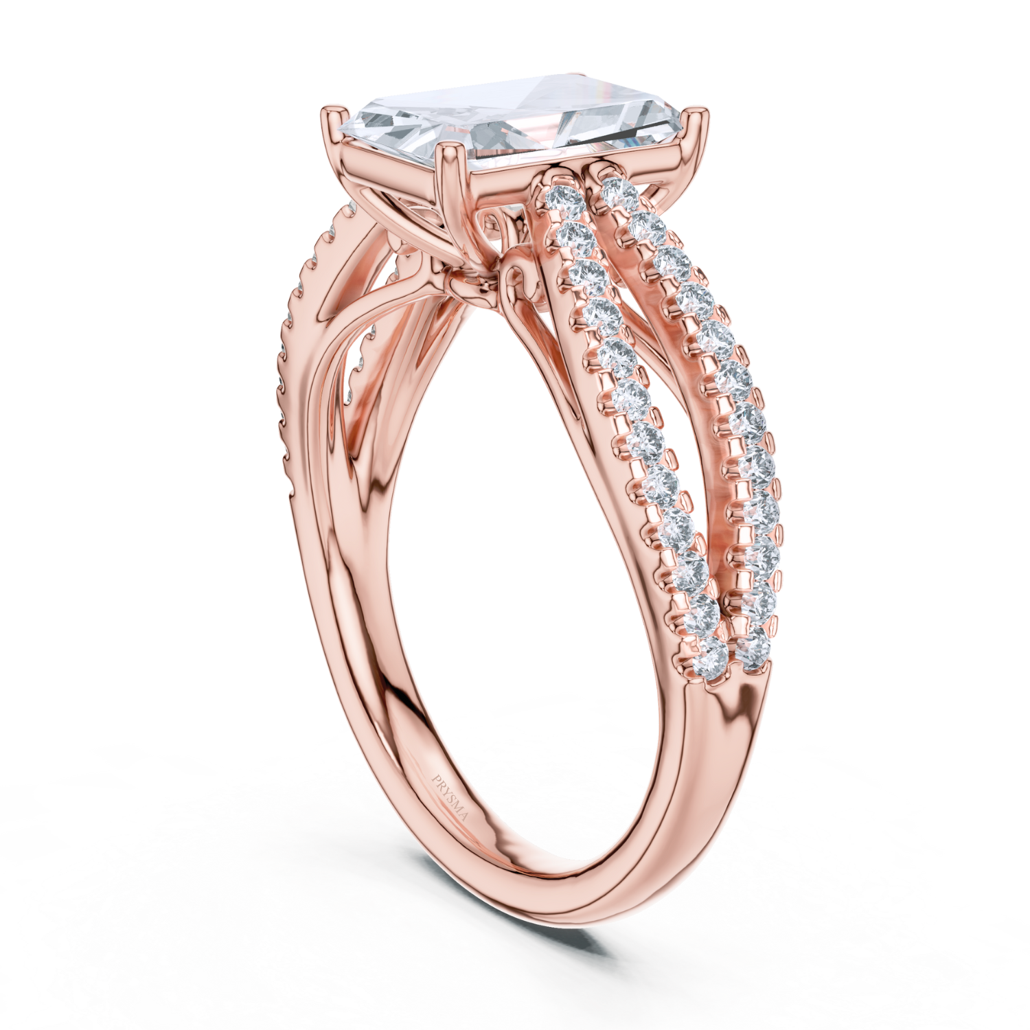 Radiant-Cut Split Shank Diamond Ring