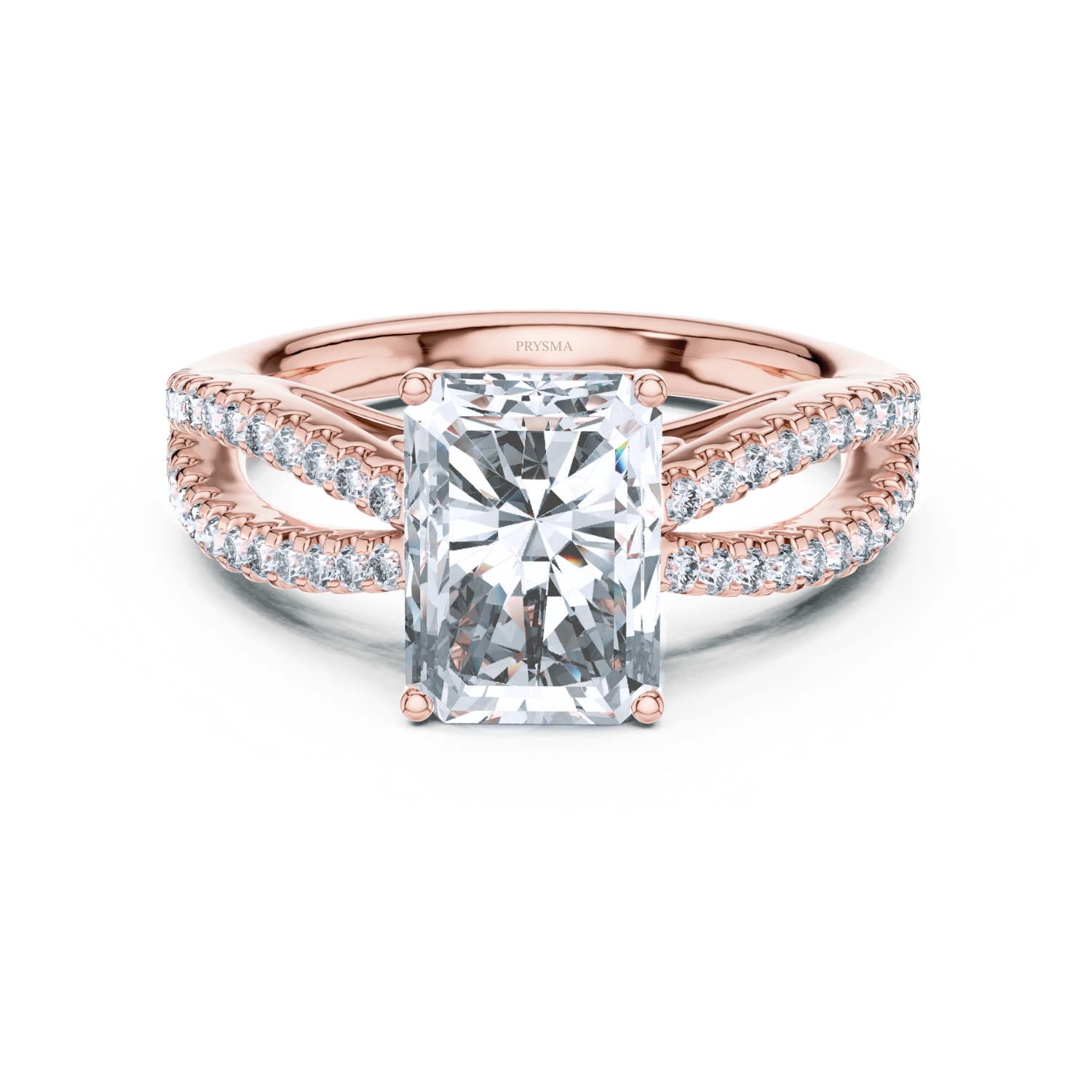 Radiant-Cut Split Shank Diamond Ring