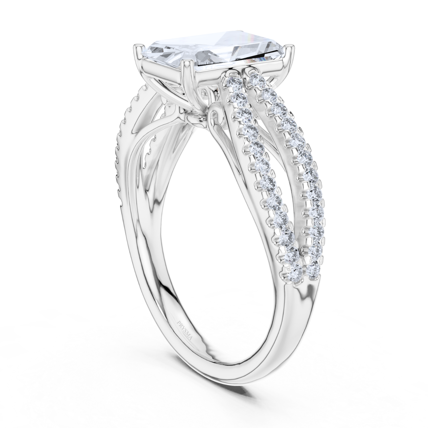 Radiant-Cut Split Shank Diamond Ring