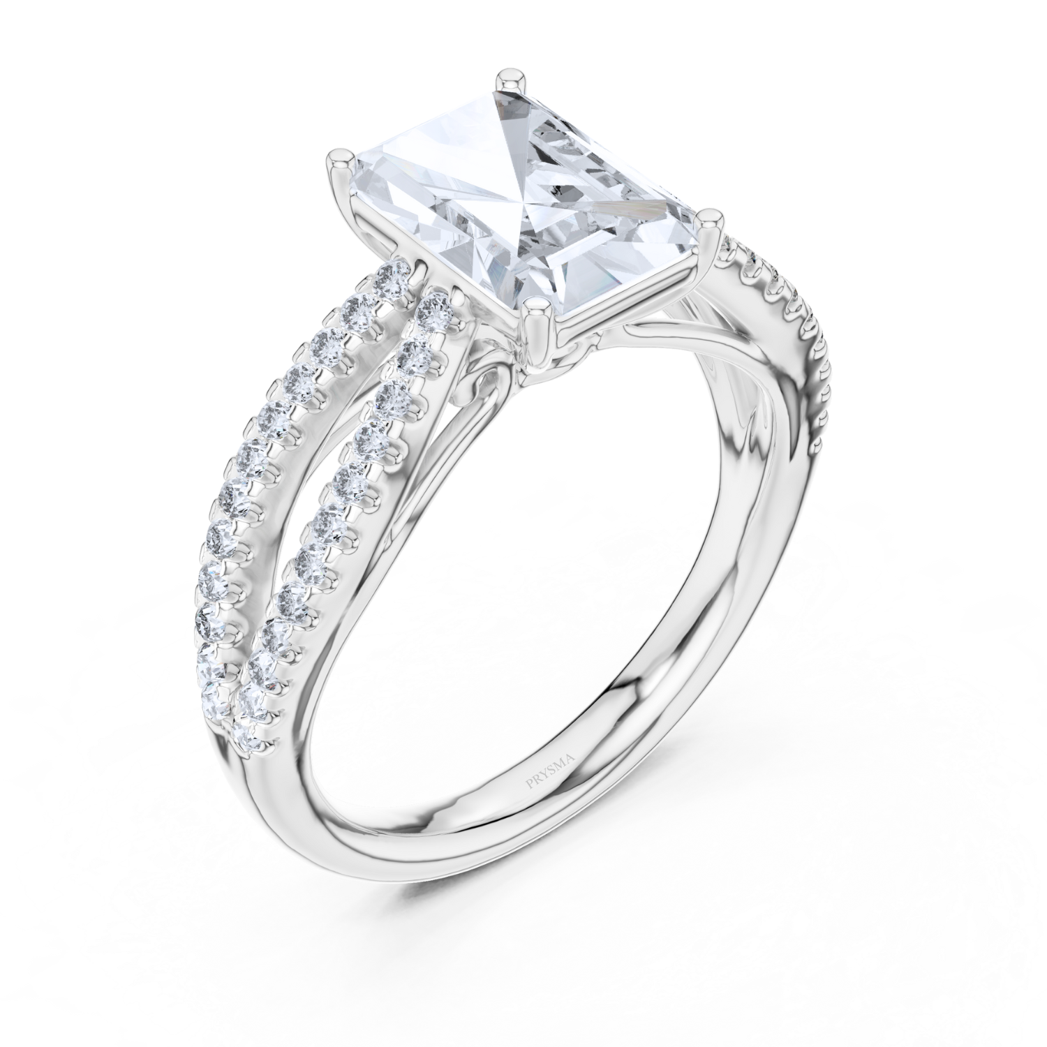 Radiant-Cut Split Shank Diamond Ring