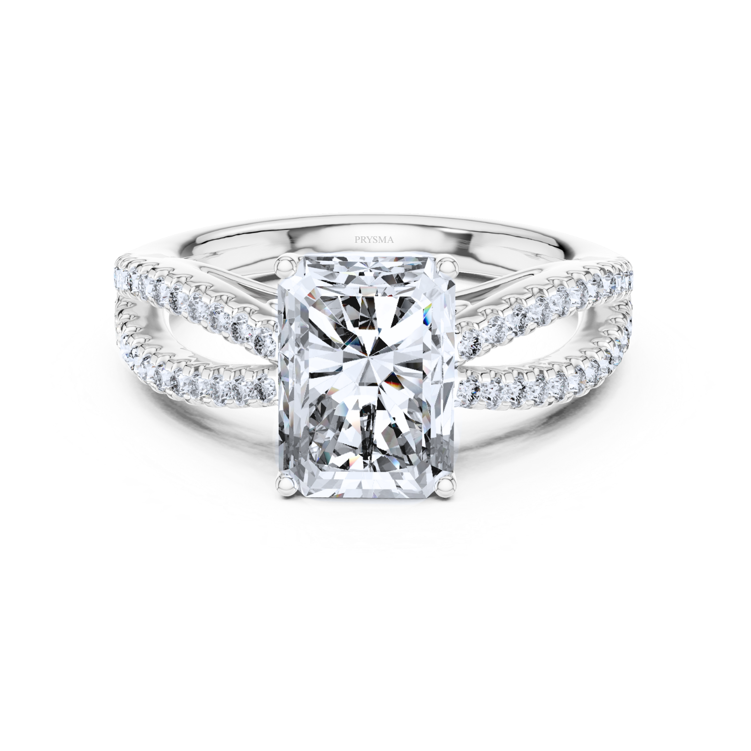 Radiant-Cut Split Shank Diamond Ring