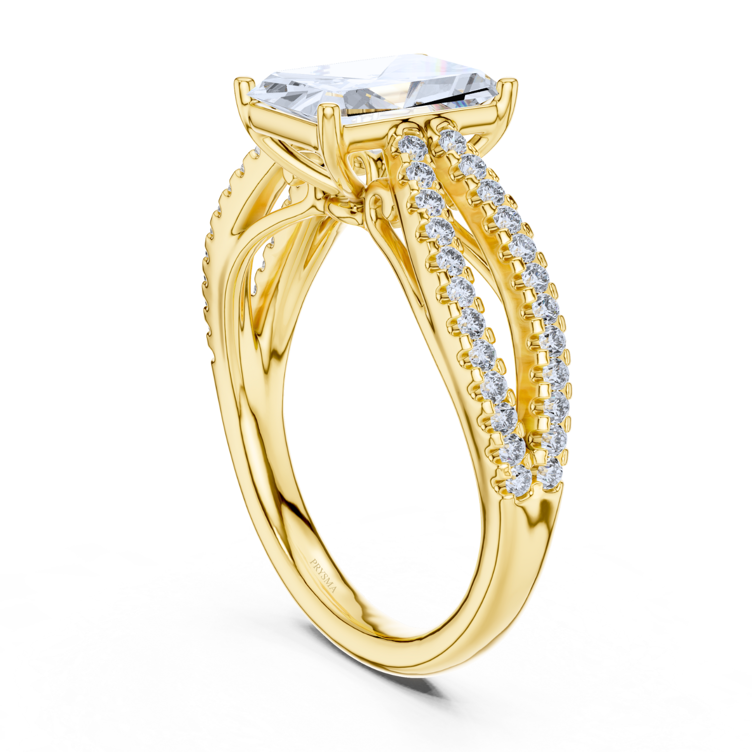 Radiant-Cut Split Shank Diamond Ring