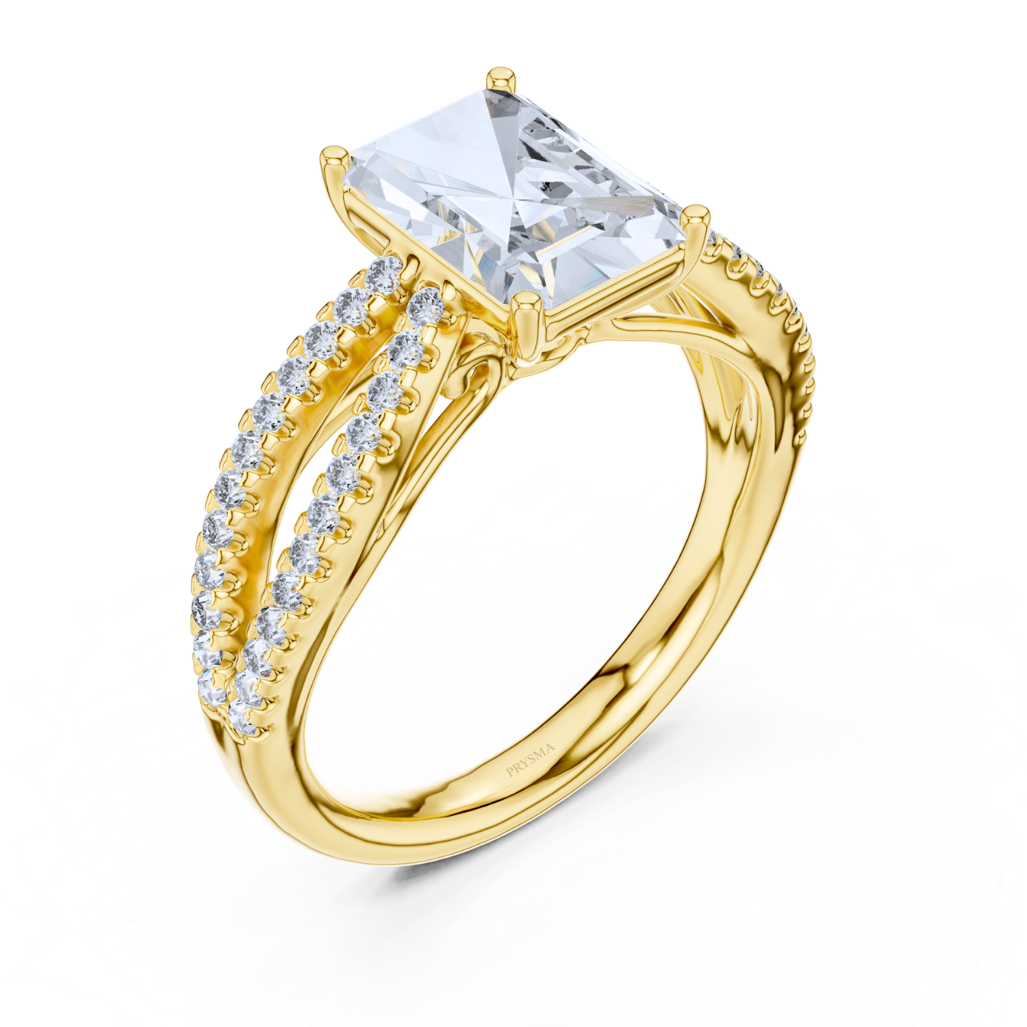 Radiant-Cut Split Shank Diamond Ring