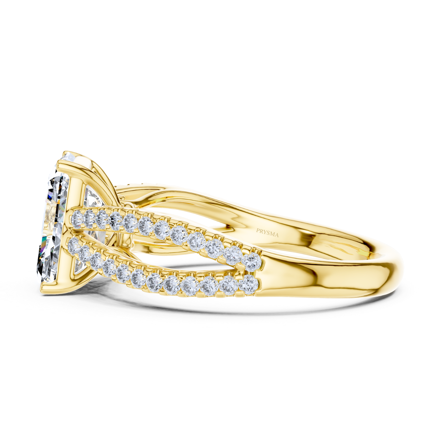 Radiant-Cut Split Shank Diamond Ring