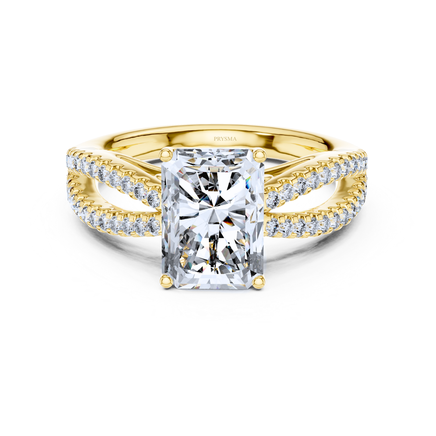 Radiant-Cut Split Shank Diamond Ring